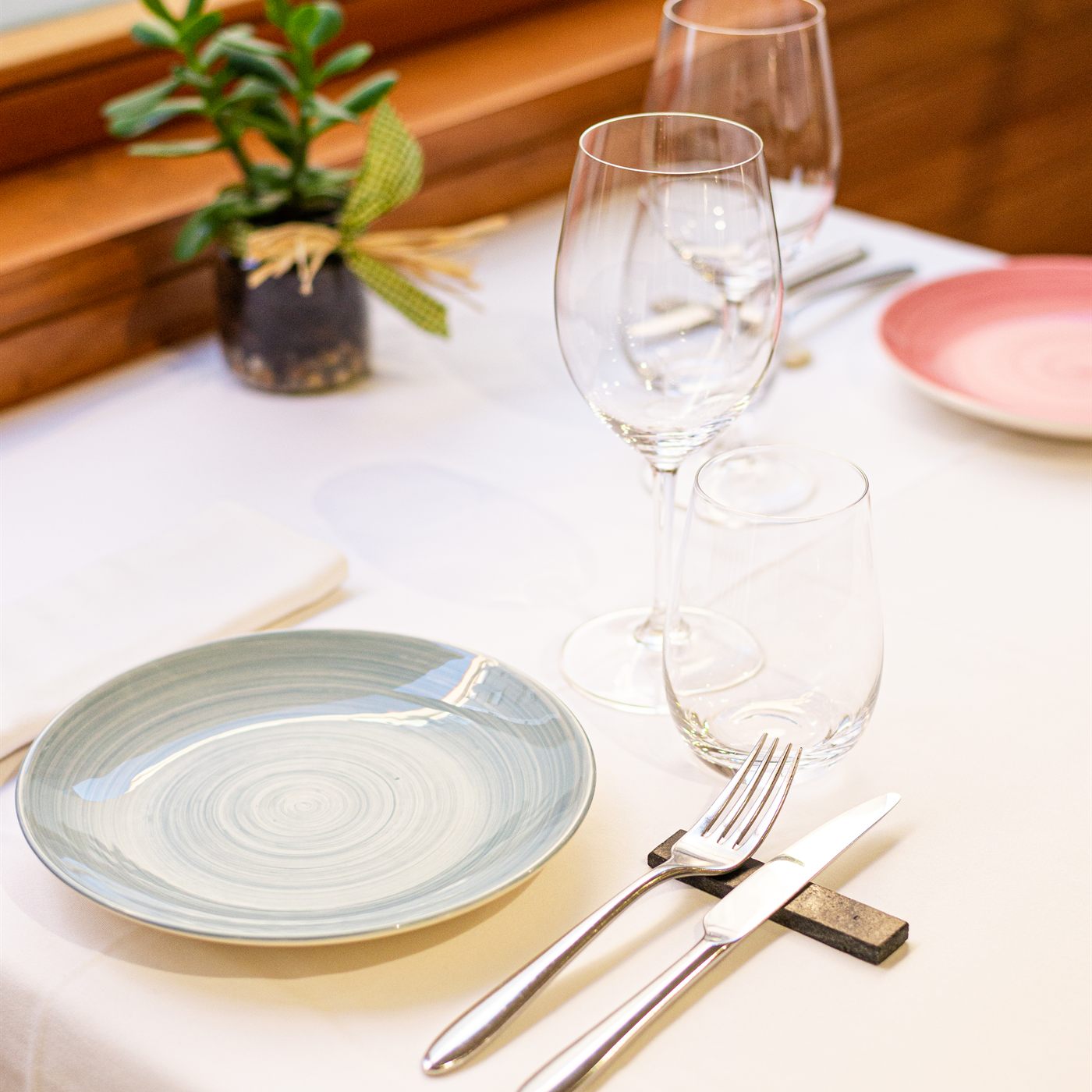 A table set for two in the Bahaar dining room